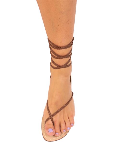 Brown lace up sandals Da Costanzo | FORCATRECCECIOCCOLATO
